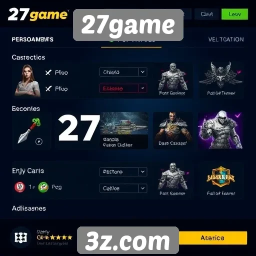 Exploração das opções de personalização no 27game